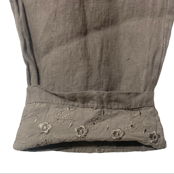 Superbelle Italy 100% linen Lagenlook pants w embroidery. Sz M NWT - Picture 4 of 9